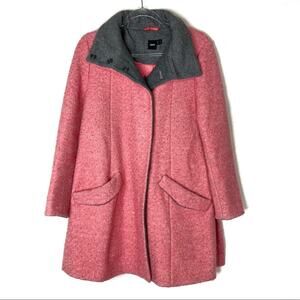 ASOS Pink Gray Wool Blend Winter Coat Mid-Length Button Front Womens 2